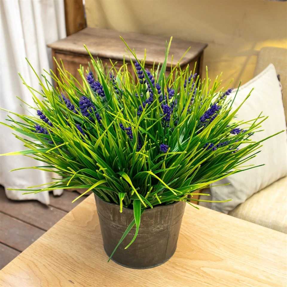 Simulation Potted Reed Grass With Purple Flower And Green Leaves For Indoor Outdoor Decor high quality